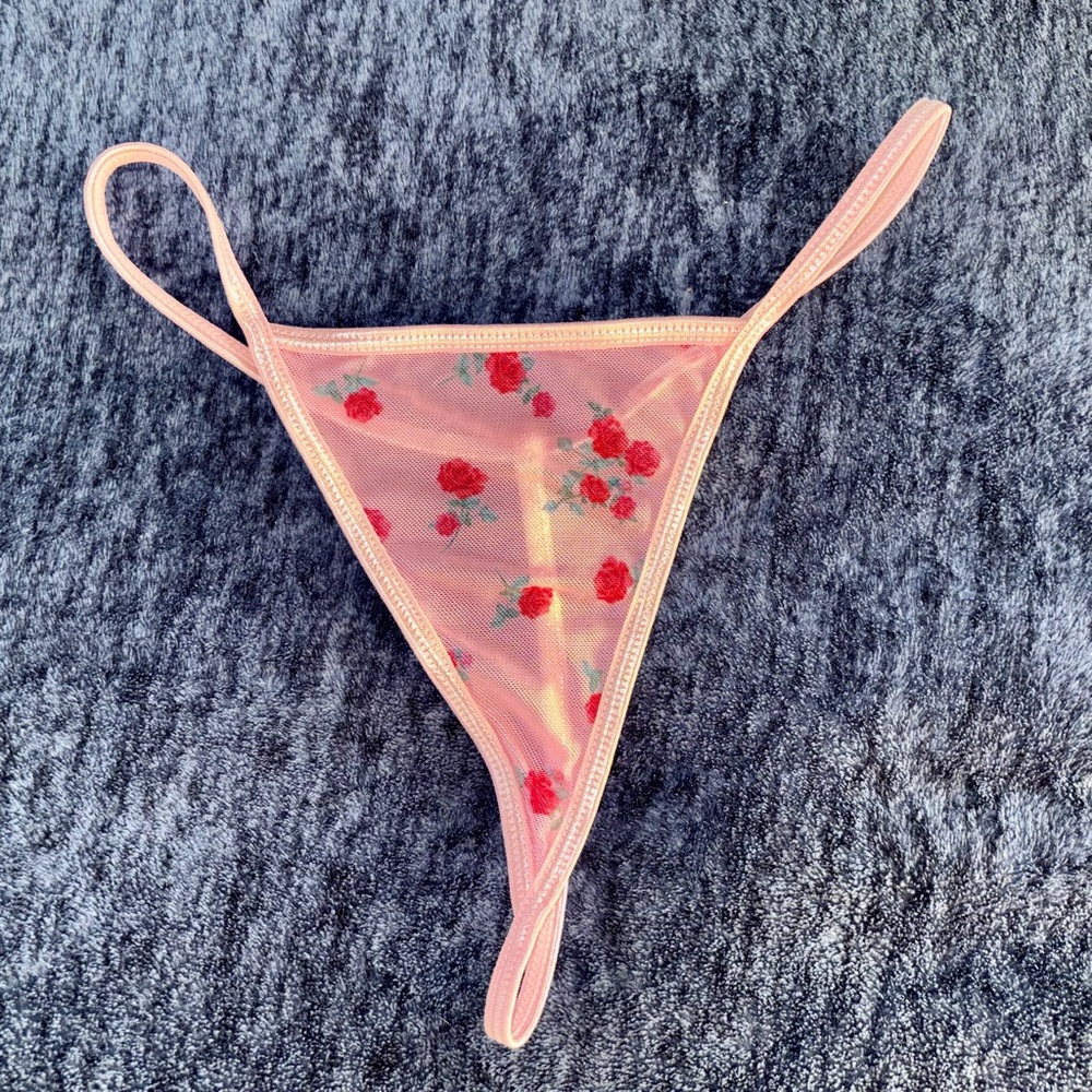 Pink rosette set | long dress with matching panty - Picture 4 of 5